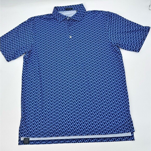 Turtleson golf  poloMens XLarge Performance Golf Blue All-Over  print Trees - Picture 2 of 8